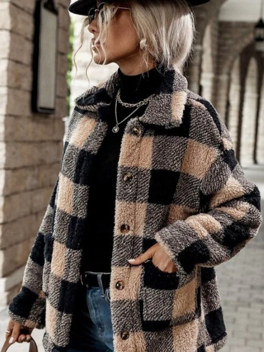 Women's Teddy Plaid Wool Jacket