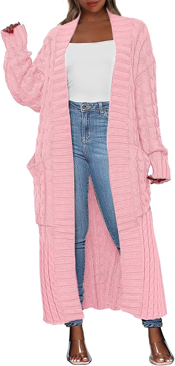 Women's Long Cardigan 2024 Oversized Coat Long Sleeve Open Cardigan Knitted Extra