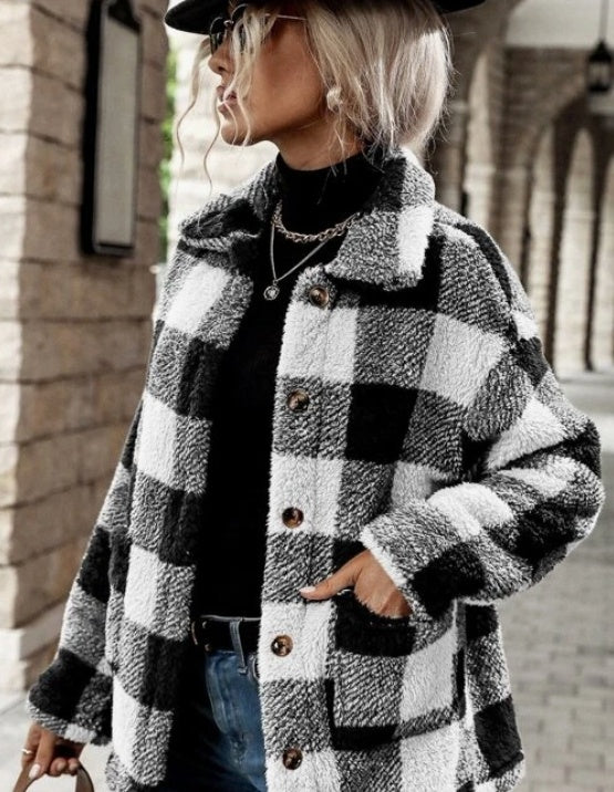 Women's Teddy Plaid Wool Jacket