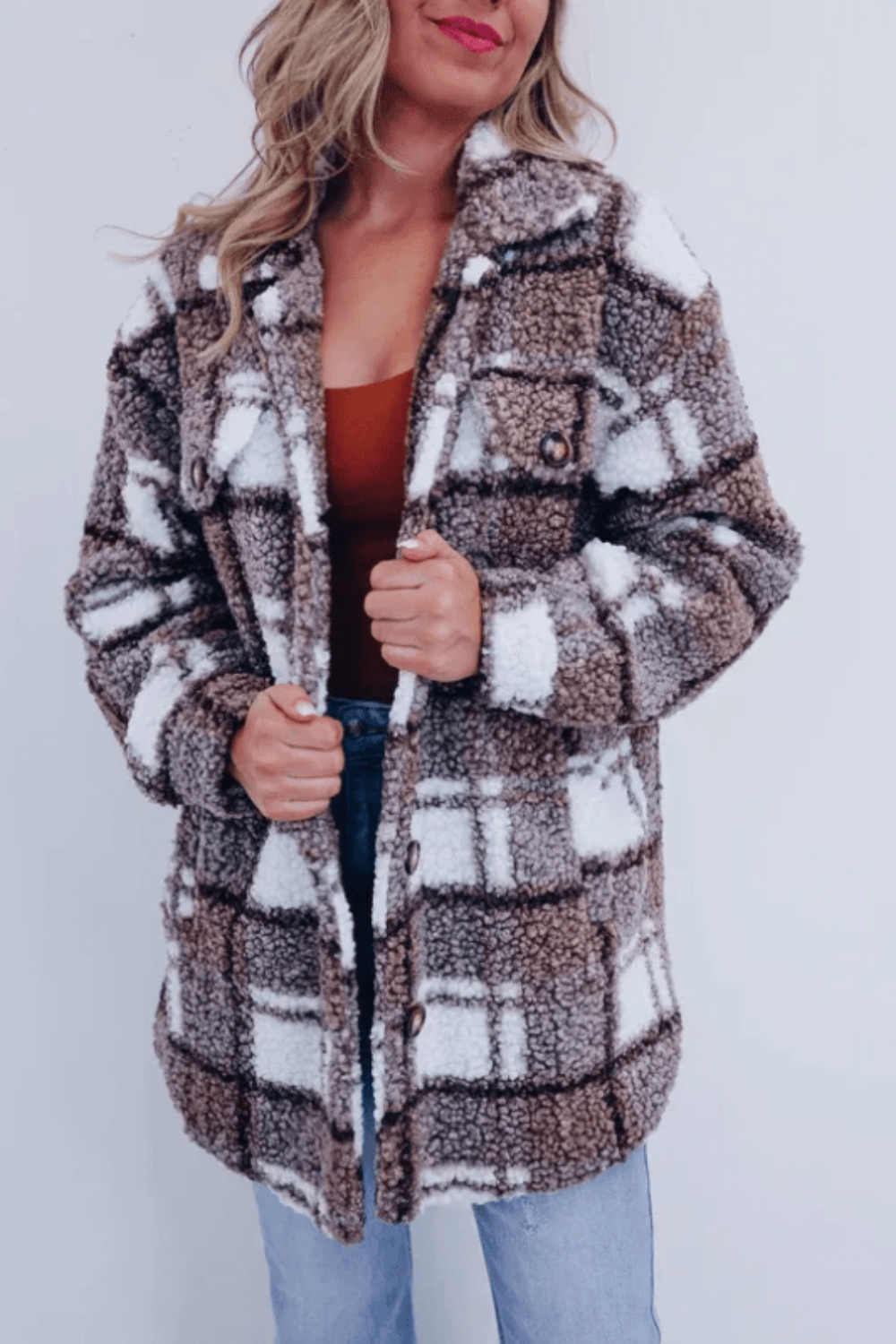 Women's Teddy Plaid Wool Jacket