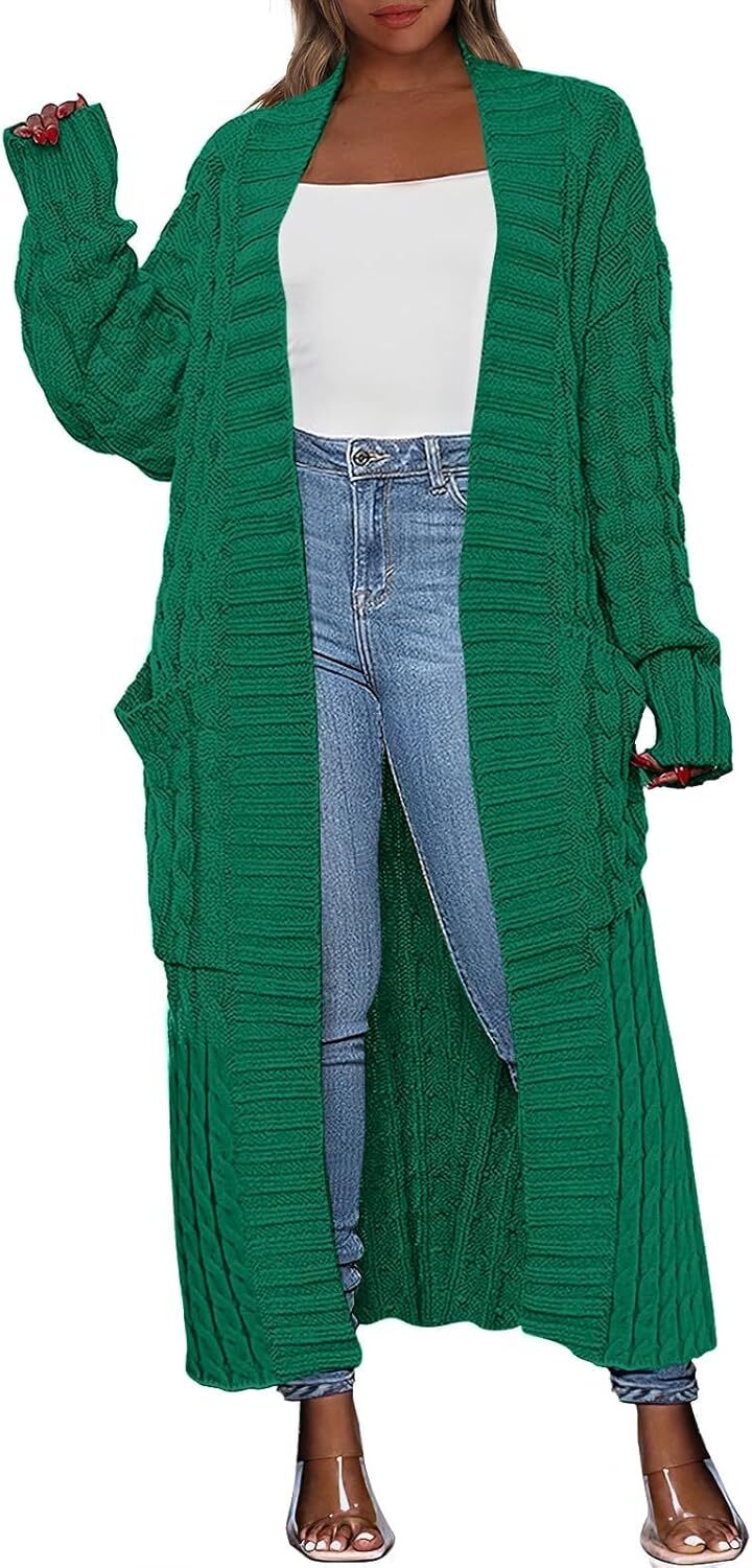Women's Long Cardigan 2024 Oversized Coat Long Sleeve Open Cardigan Knitted Extra
