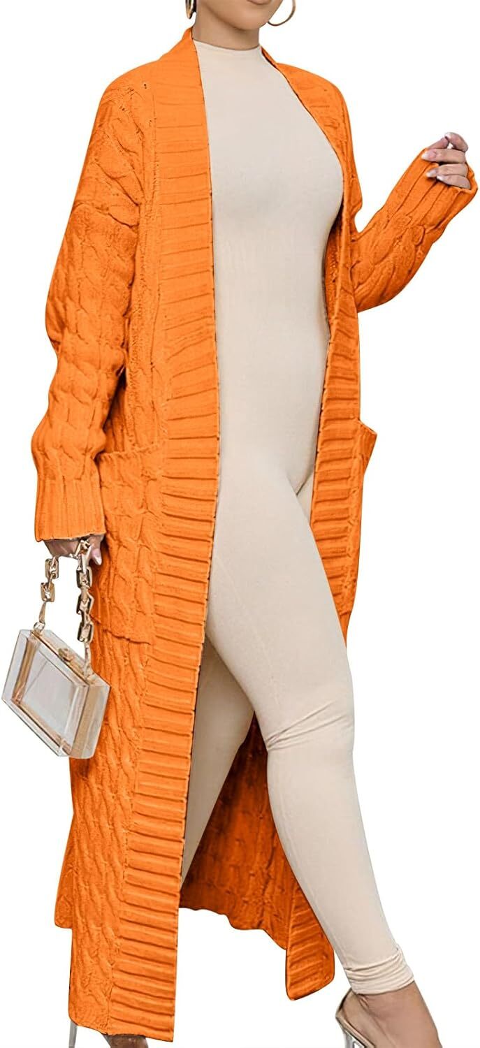 Women's Long Cardigan 2024 Oversized Coat Long Sleeve Open Cardigan Knitted Extra