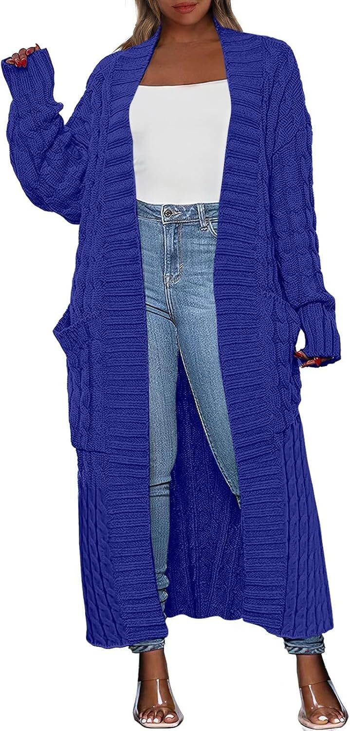 Women's Long Cardigan 2024 Oversized Coat Long Sleeve Open Cardigan Knitted Extra