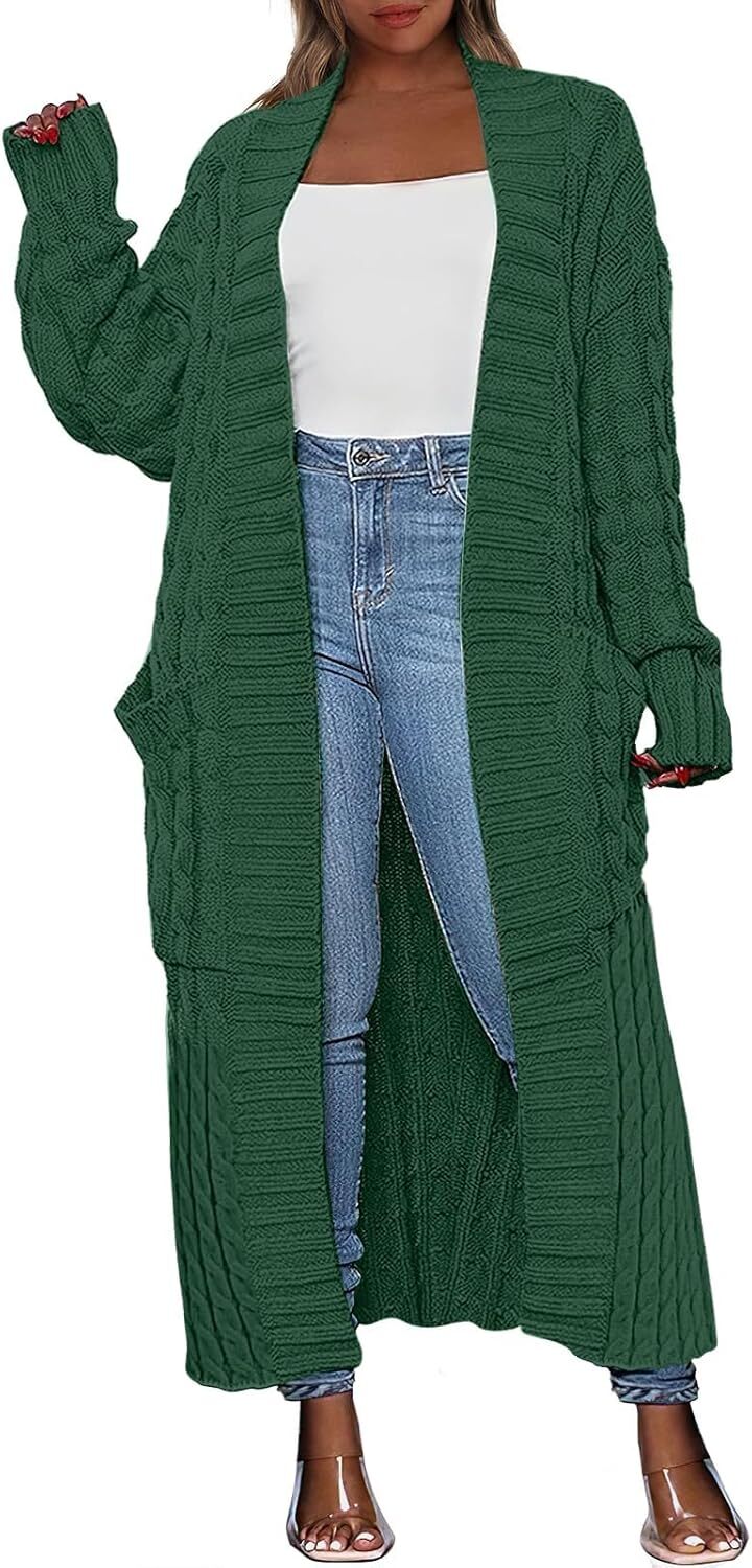 Women's Long Cardigan 2024 Oversized Coat Long Sleeve Open Cardigan Knitted Extra